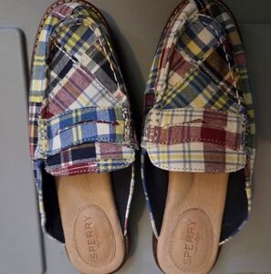 Sperry Top Sider Slip On Madras Mules Women's Shoes Size 5.5
